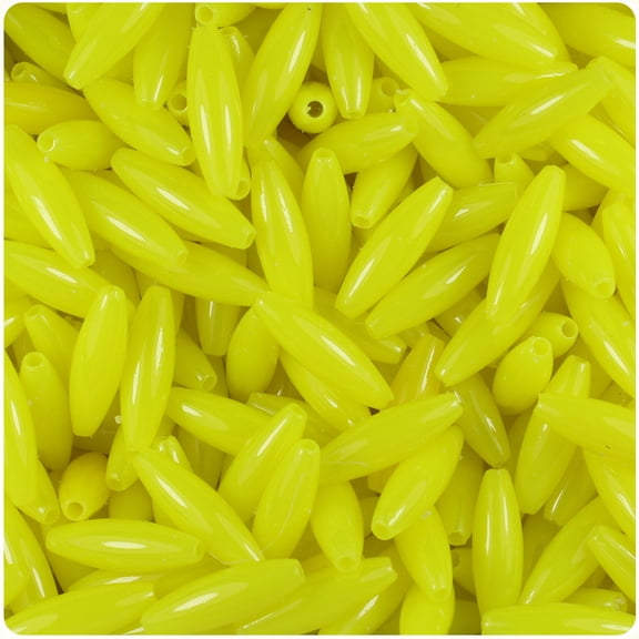 BeadTin Lemon Neon Bright 19mm Spaghetti Craft Beads (150pcs)