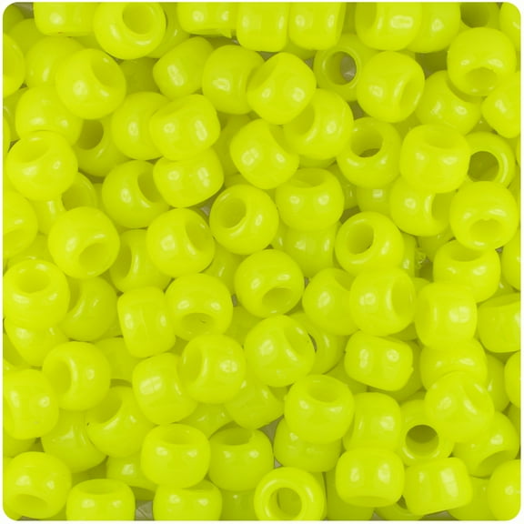 BeadTin Lemon Neon Bright 9mm Barrel Pony Beads (500pc)