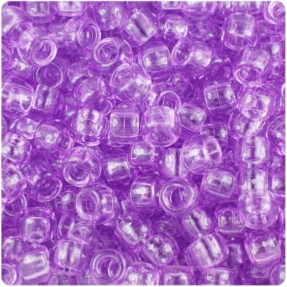 BeadTin Light Amethyst Transparent 9mm Barrel Pony Beads (500pc)