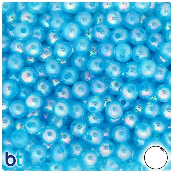 BeadTin Light Blue Translucent AB 8mm Round Plastic Beads (150pcs)