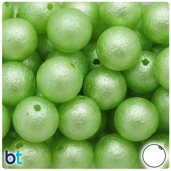 BeadTin Light Green Textured Pearl 20mm Round Plastic Beads (10pcs)