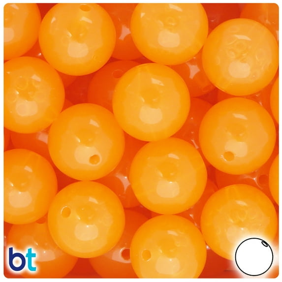 BeadTin Light Orange Translucent 20mm Round Plastic Beads (10pcs)