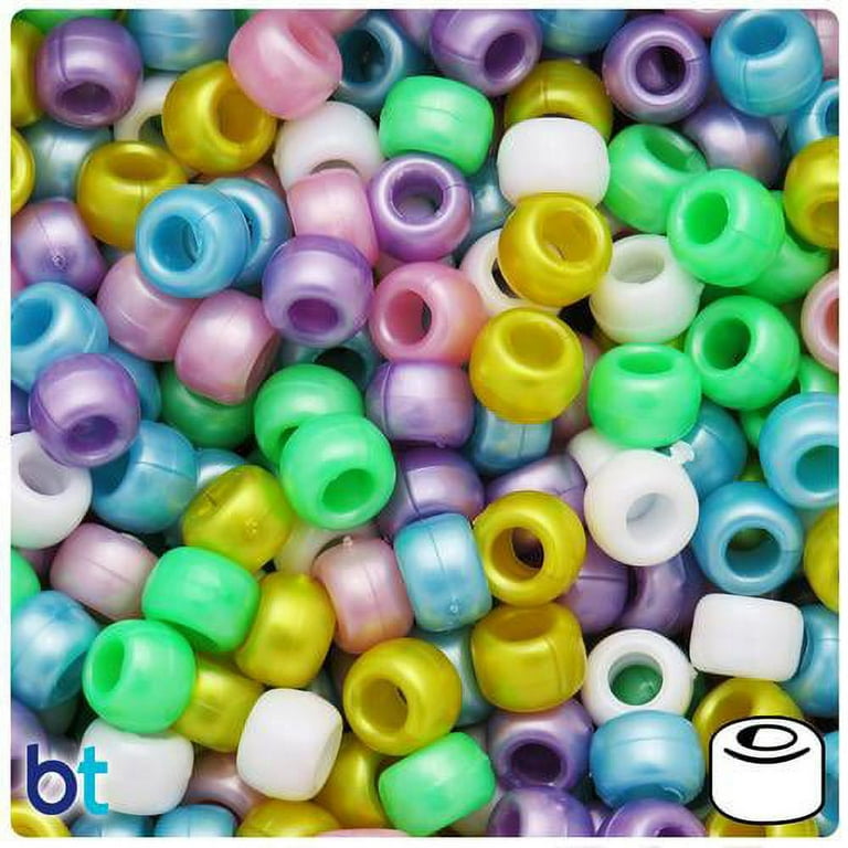 BeadTin Light Pastel Pearl Mix 9mm Barrel Pony Beads (500pcs