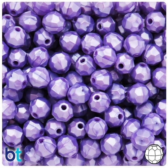 BeadTin Light Purple Pearl 10mm Faceted Round Plastic Beads (225pcs)