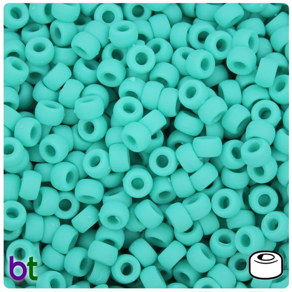 BeadTin Light Turquoise Matte 6.5mm Mini Barrel Pony Beads (1000pcs)