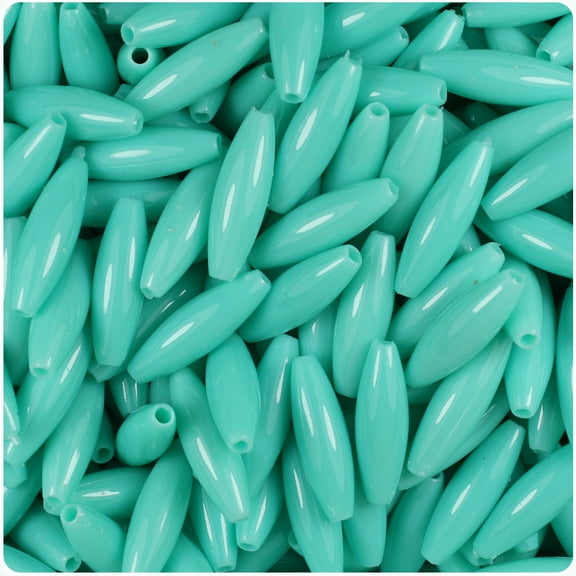 BeadTin Light Turquoise Opaque 19mm Spaghetti Plastic Craft Beads (150pcs)