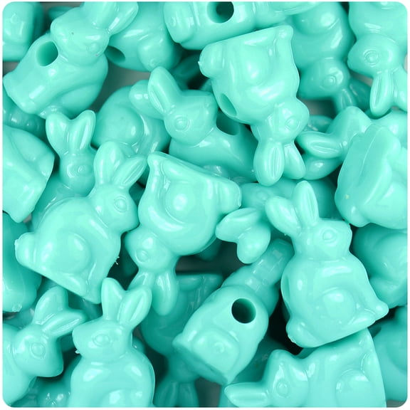 BeadTin Light Turquoise Opaque 24mm Bunny Rabbit Pony Beads (24pcs)