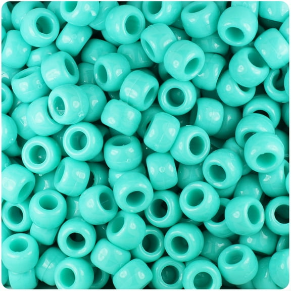 BeadTin Light Turquoise Opaque 9mm Barrel Pony Beads (500pc)
