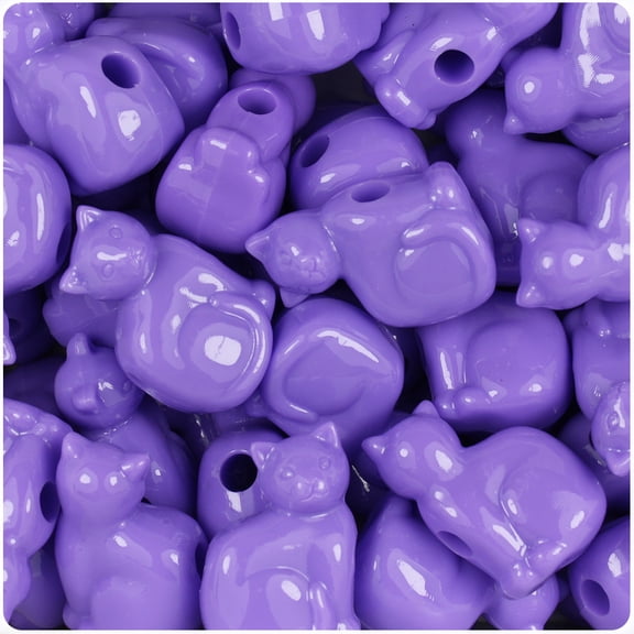 BeadTin Lilac Opaque 23mm Cat Pony Beads (24pcs)