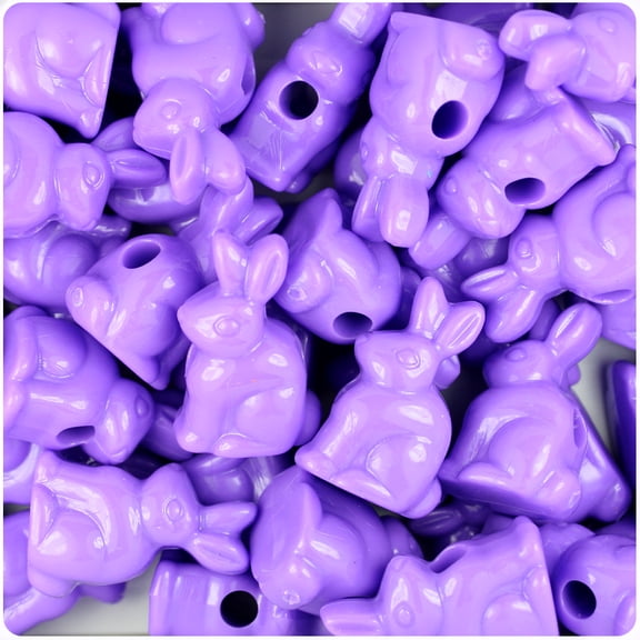 BeadTin Lilac Opaque 24mm Bunny Rabbit Pony Beads (24pcs)