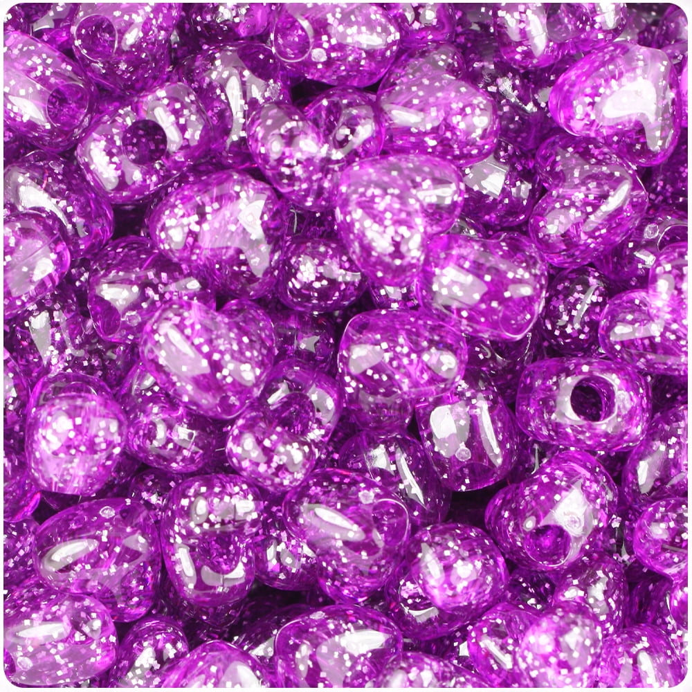 BeadTin Lilac Sparkle 12mm Heart Pony Beads (250pcs)
