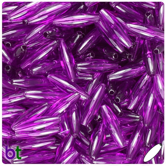 BeadTin Lilac Transparent 19mm Spaghetti Plastic Beads (150pcs)