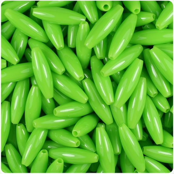 BeadTin Lime Opaque 19mm Spaghetti Craft Beads (150pcs)