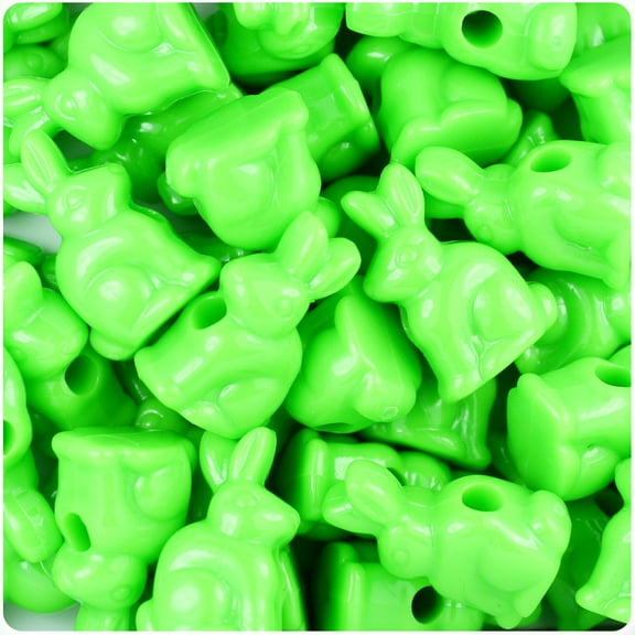 BeadTin Lime Opaque 24mm Bunny Rabbit Pony Beads (24pcs)