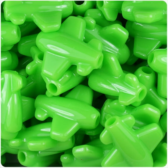 BeadTin Lime Opaque 25mm Airplane Pony Beads (24pcs)