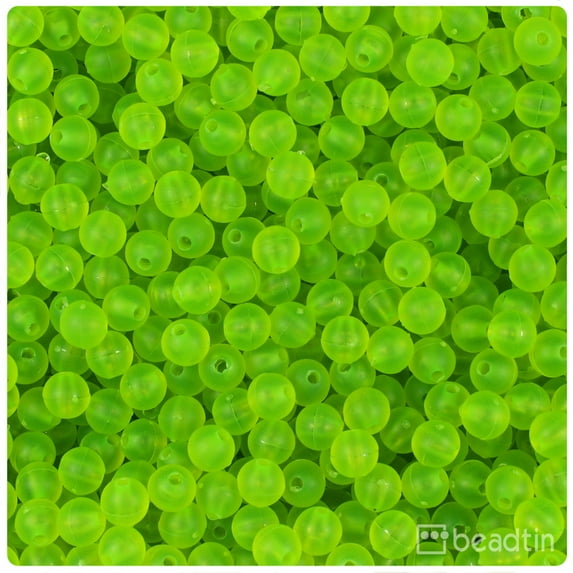 BeadTin Lime Roe Frosted 6mm Round Craft Beads (500pcs)