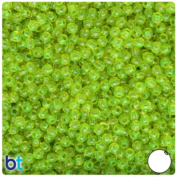 BeadTin Lime Roe Gold Sparkle 4mm Round Plastic Beads (1000pcs)