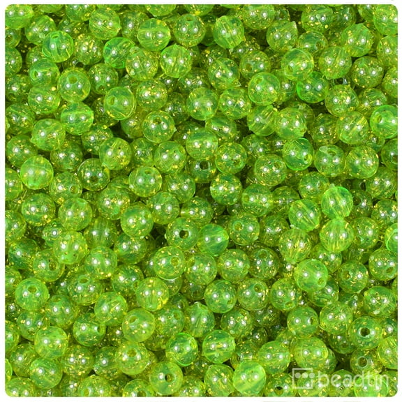 BeadTin Lime Roe Gold Sparkle 6mm Round Craft Beads (500pcs)