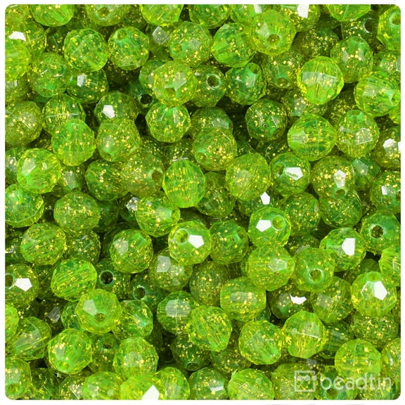 BeadTin Lime Roe Gold Sparkle 8mm Faceted Round Craft Beads (450pcs)