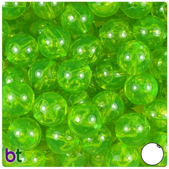BeadTin Lime Roe Transparent 14mm Round Plastic Beads (36pcs)