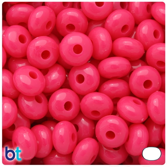 BeadTin Magenta Neon Bright 14mm Cushion Plastic Beads (40pcs)