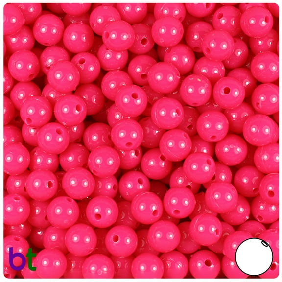 BeadTin Magenta Neon Bright 8mm Round Craft Beads (300pcs)