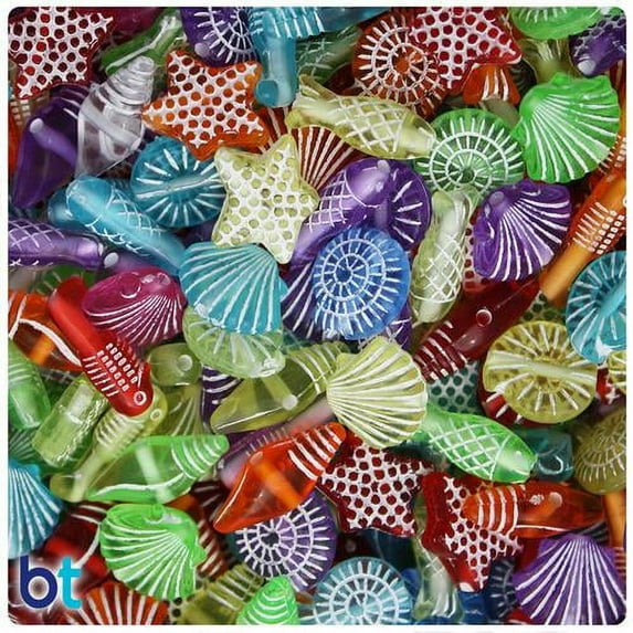 BeadTin Mixed Transparent 10mm Sea Life Miniature Mix Acrylic Beads (50g)