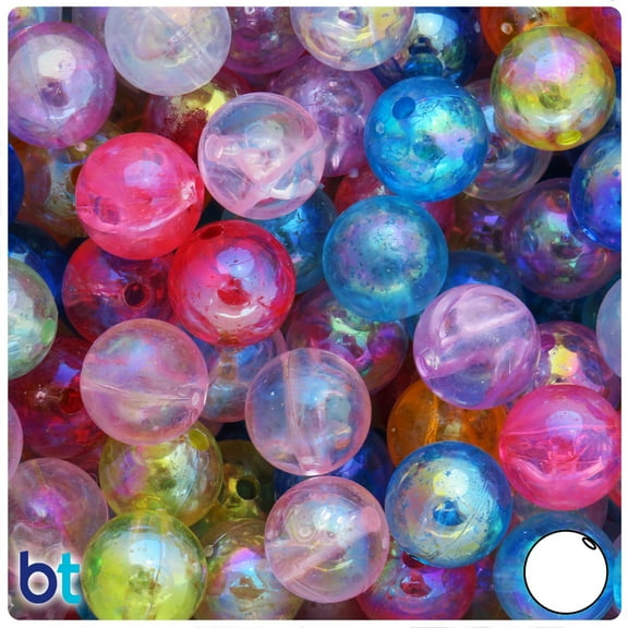 BeadTin Mixed Transparent AB 14mm Round Plastic Beads (36pcs)