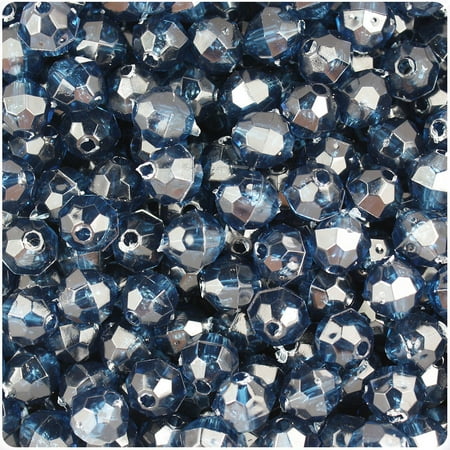 BeadTin Montana Blue Transparent 8mm Faceted Round Craft Beads (450pcs)