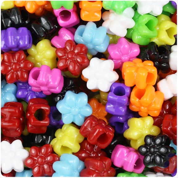 BeadTin Multi Opaque 13mm Flower Pony Beads (250pcs)