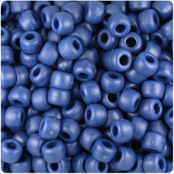 BeadTin Navy Blue Matte 9mm Barrel Pony Beads (500pc)
