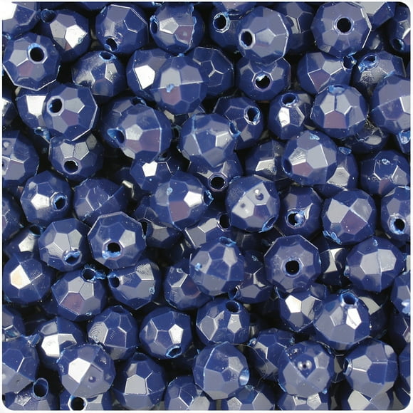 BeadTin Navy Blue Opaque 8mm Faceted Round Craft Beads (450pcs)