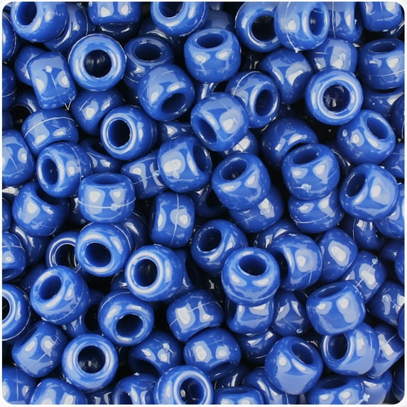 BeadTin Navy Blue Opaque 9mm Barrel Pony Beads (500pc)