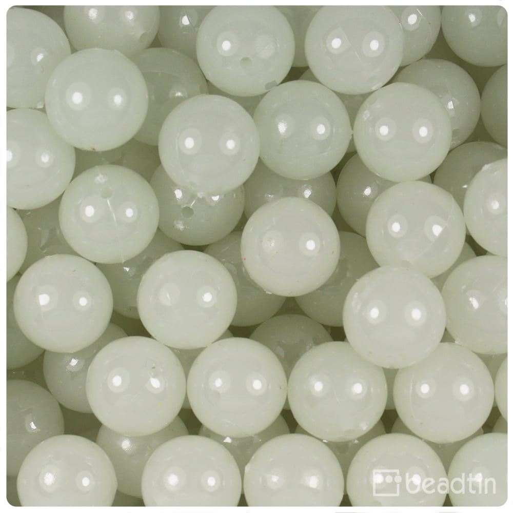 BeadTin Night Glow-in-the-Dark 14mm Round Plastic Beads (36pcs)