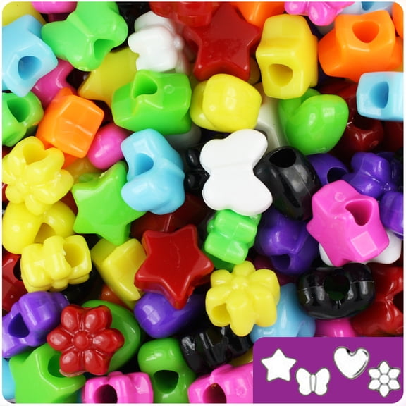 BeadTin Opaque Mix 13mm Novelty Mix Pony Beads (4oz)