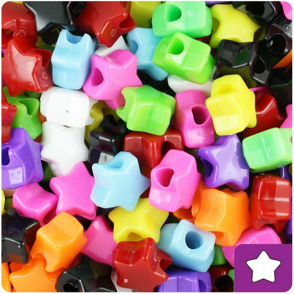 BeadTin Opaque Multi 13mm Star Pony Beads (250pcs)