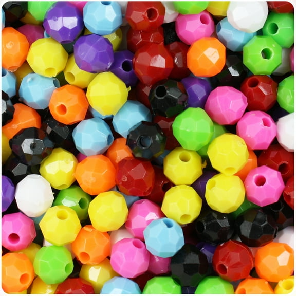 BeadTin Opaque Multi 8mm Faceted Round Craft Beads (450pcs)