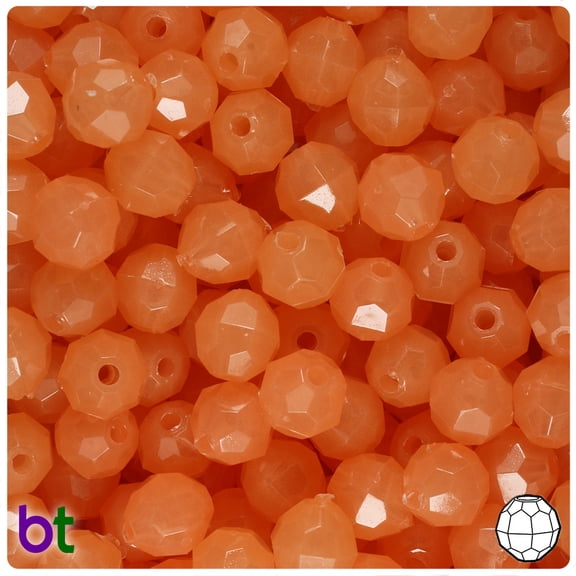 BeadTin Orange Glow 10mm Faceted Round Plastic Beads (225pcs)