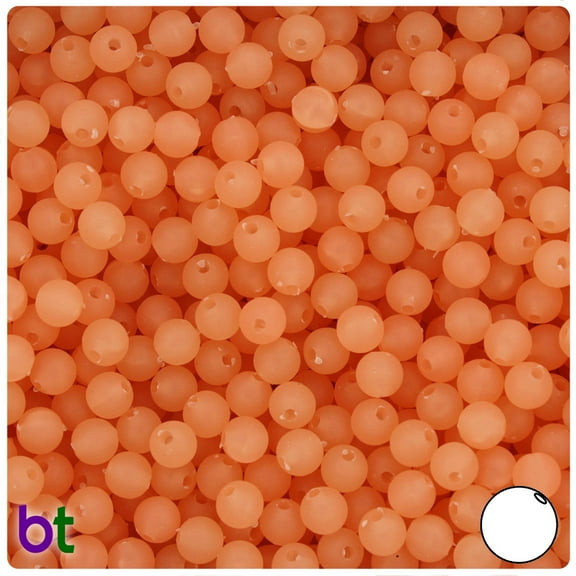 BeadTin Orange Glow Frosted  6mm Round Plastic Beads (500pcs)