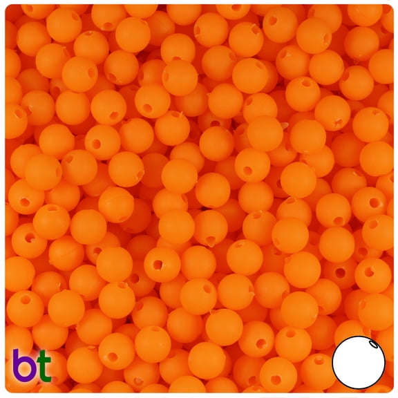 BeadTin Orange Matte  6mm Round Plastic Beads (500pcs)