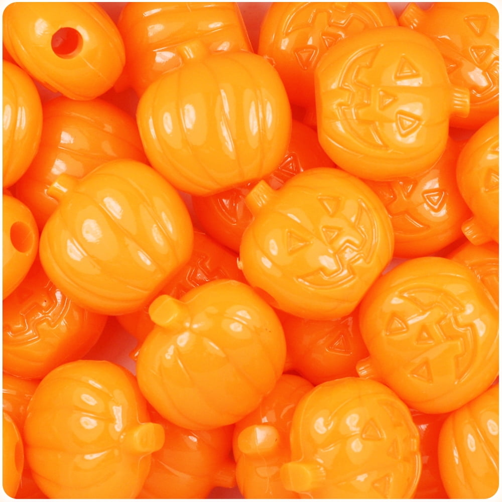 BeadTin Orange Opaque 20mm Jack O Lantern Pony Beads (24pcs) - Walmart.com