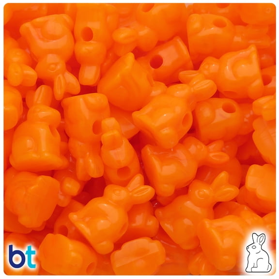 BeadTin Orange Opaque 24mm Bunny Rabbit Pony Beads (24pcs)