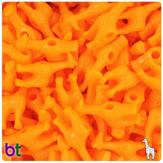 BeadTin Orange Opaque 26mm Giraffe Pony Beads (24pcs)