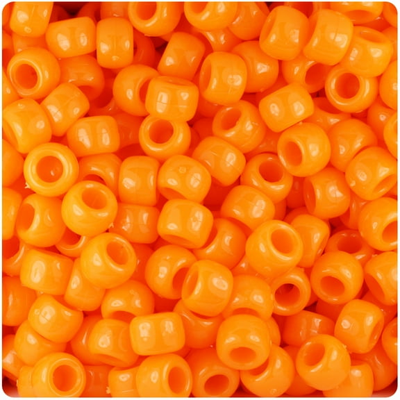 BeadTin Orange Opaque 9mm Barrel Pony Beads (500pc)