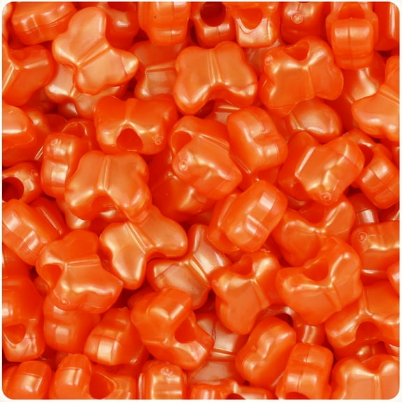 BeadTin Orange Pearl 13mm Butterfly Pony Beads (250pcs)