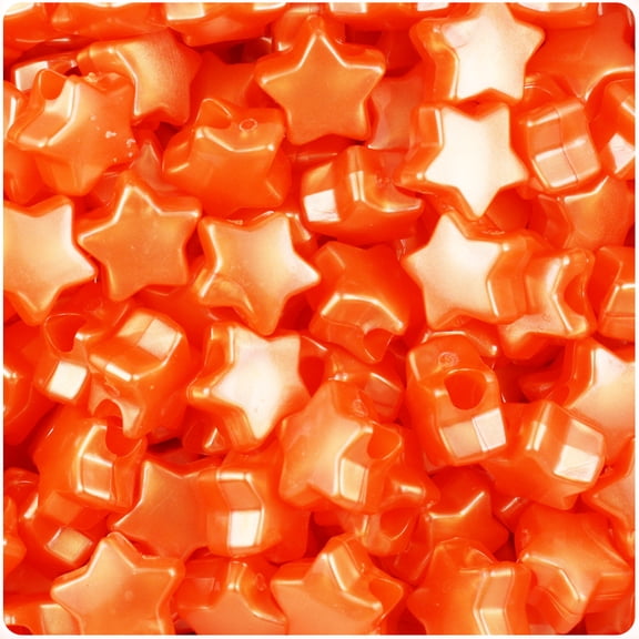 BeadTin Orange Pearl 13mm Star Pony Beads (250pcs)