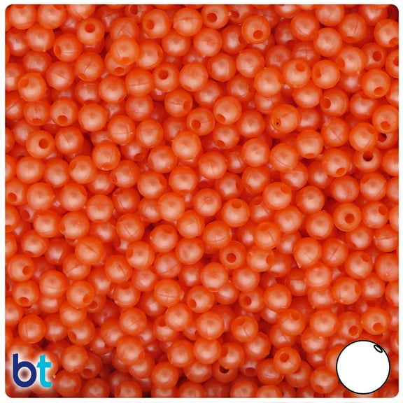 BeadTin Orange Pearl 5mm Round Plastic Beads (700pcs)