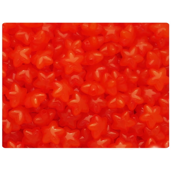 BeadTin Orange Red Translucent 10mm Star Plastic Craft Beads (125pcs)