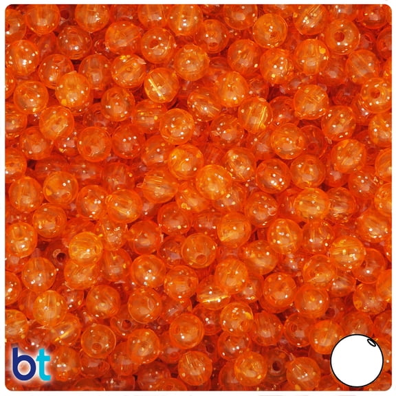 BeadTin Orange Sparkle 6mm Round Plastic Beads (500pcs)