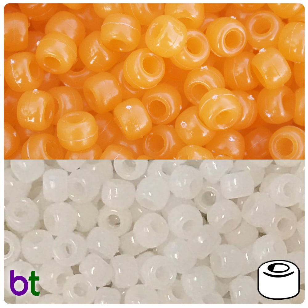 BeadTin Orange Sunshine (UV) 9mm Barrel Pony Beads (200pcs)